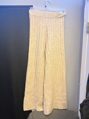 Sincerely Jules Cream Wide Leg Trousers Size S Elastic Waist Pull On